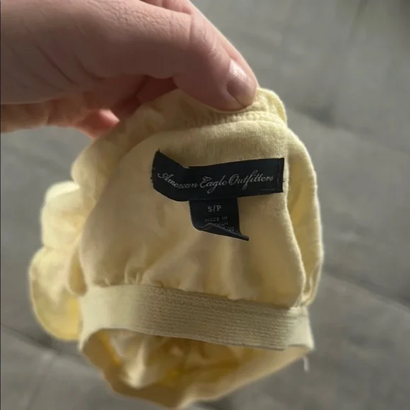 American Eagle Outfitters Cream Ruffled Crop Top with Bib Collar - Picture 2 of 3